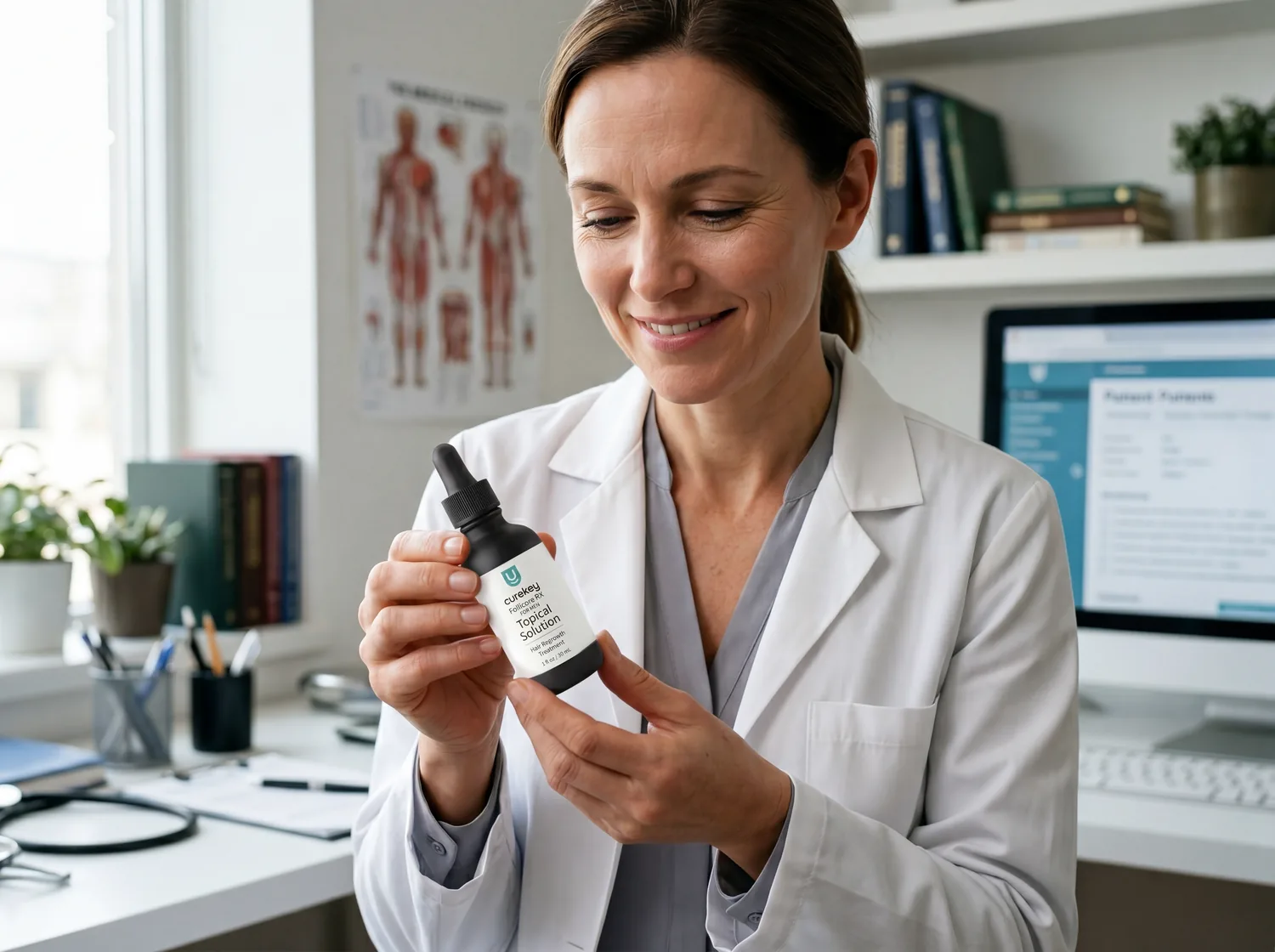 Clinician examining a prescription medication